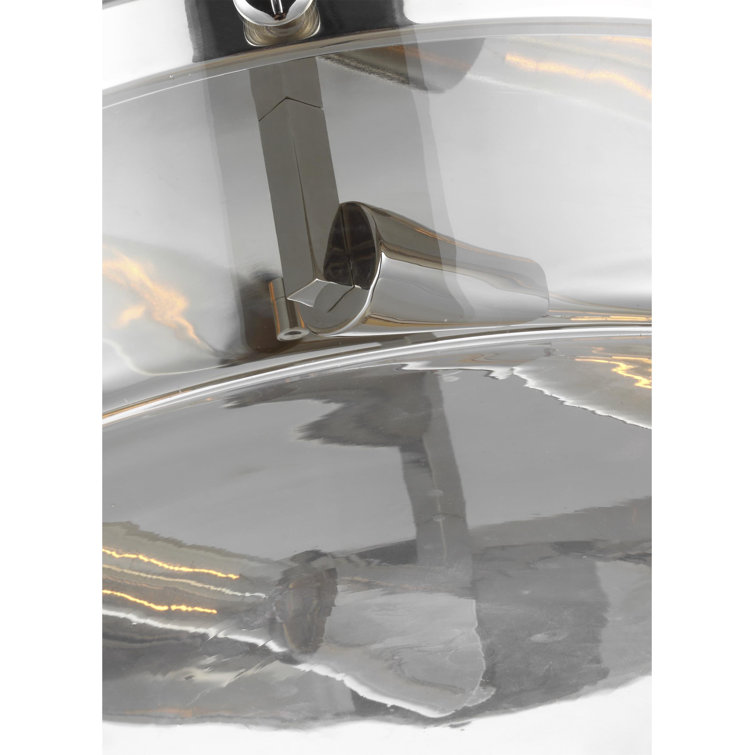 Polished Nickel and Glass Flush Mount Ceiling Light