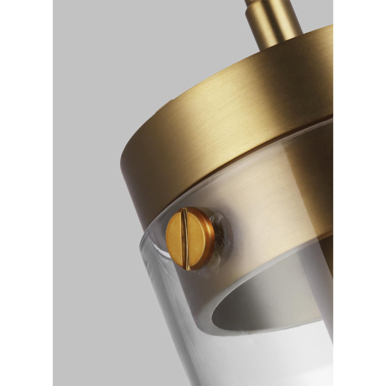 Burnished Brass and Clear Glass Cylinder Pendant Light