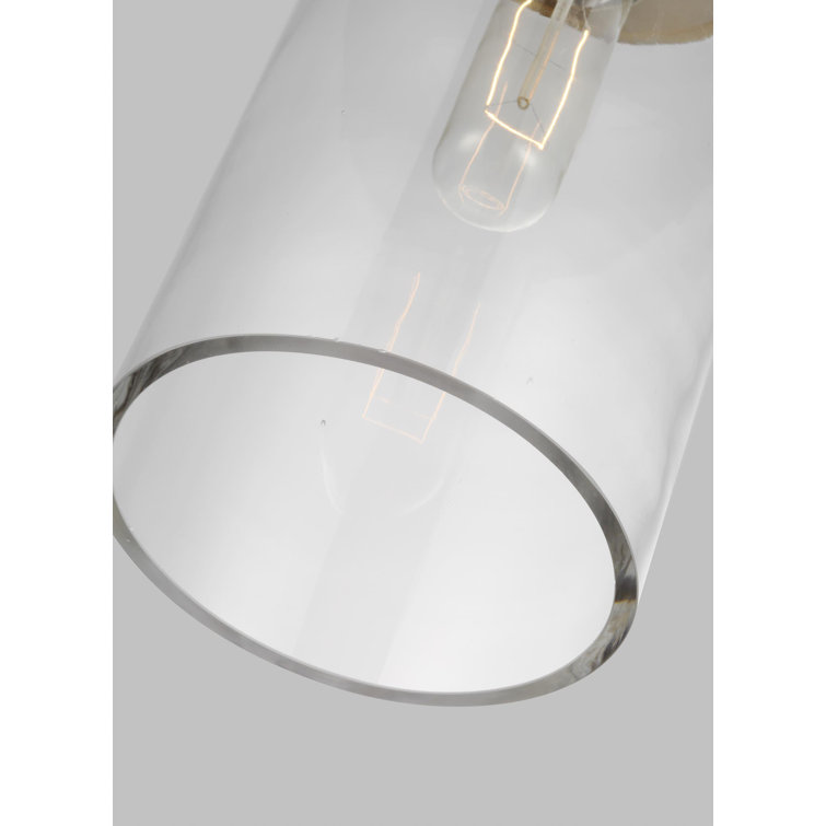 Burnished Brass and Clear Glass Cylinder Pendant Light