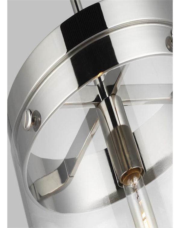 Garrett Polished Nickel Glass Cylinder Pendant Light