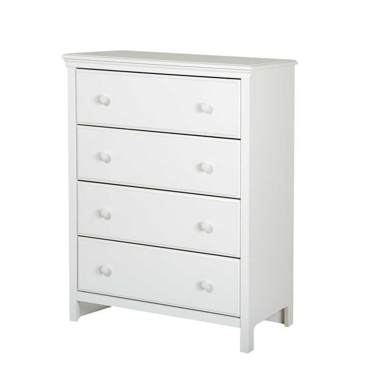 Pure White 4-Drawer Nursery Dresser with Ceramic Handles