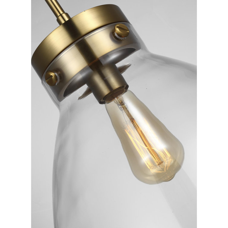 Burnished Brass Modern Pendant Light with Clear Glass Shade