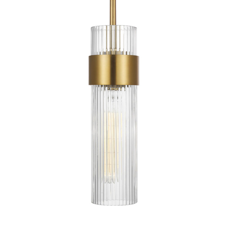 Geneva Burnished Brass 5" Cylinder Pendant Light