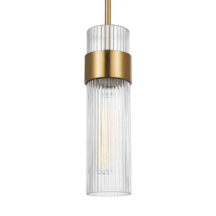 Geneva Burnished Brass 5" Cylinder Pendant Light