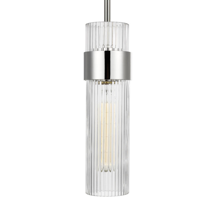 Geneva Polished Nickel Glass Cylinder Pendant Light