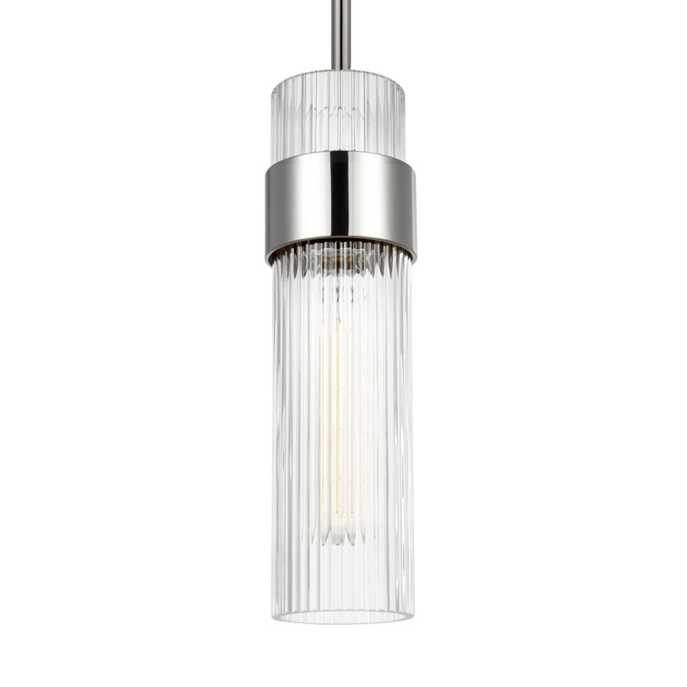 Geneva Polished Nickel Glass Cylinder Pendant Light