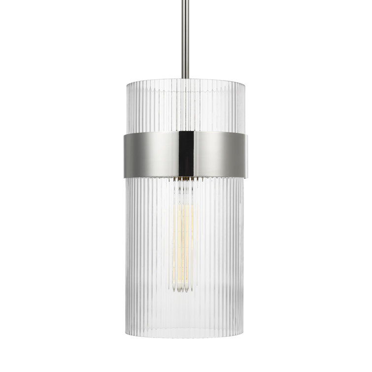 Geneva Polished Nickel Glass Cylinder Pendant Light