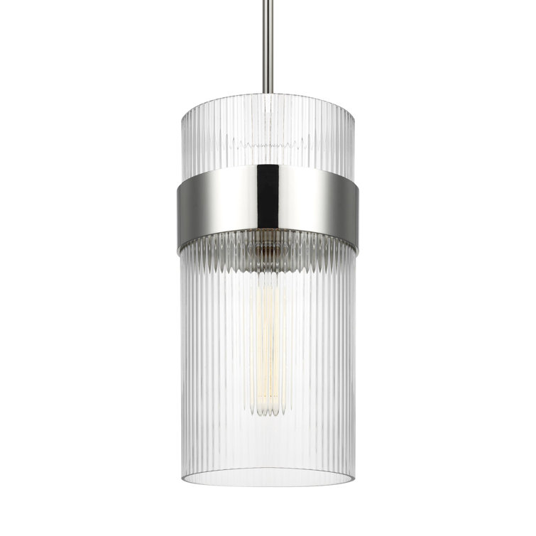 Geneva Polished Nickel Glass Cylinder Pendant Light