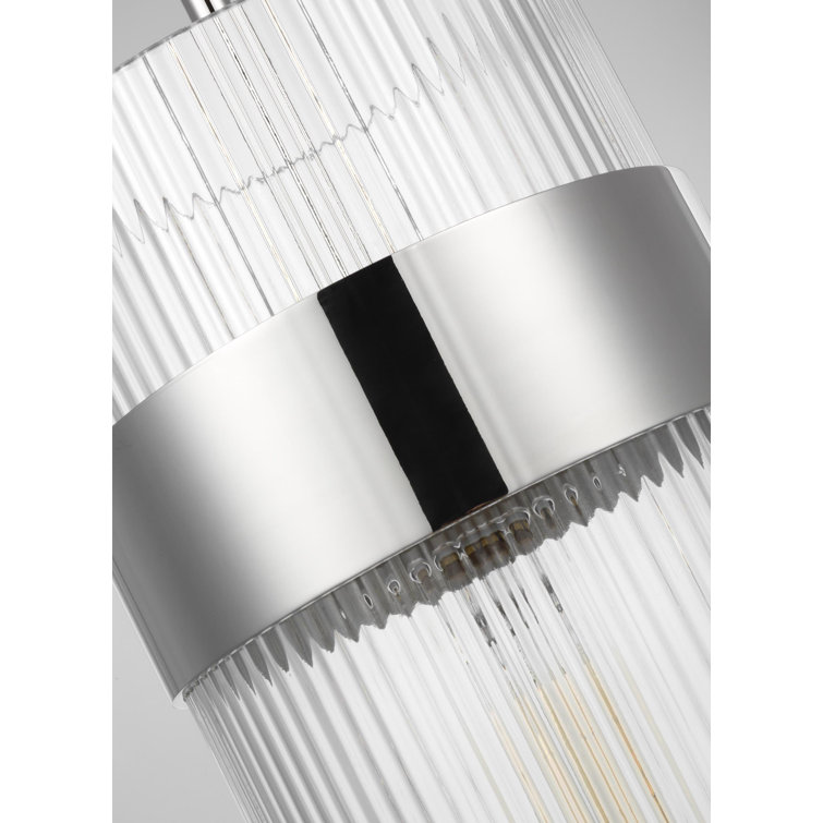 Geneva Polished Nickel Glass Cylinder Pendant Light