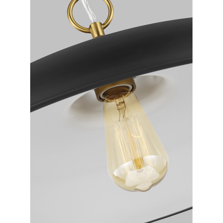 Midnight Black and Burnished Brass 20'' Dome Pendant Light