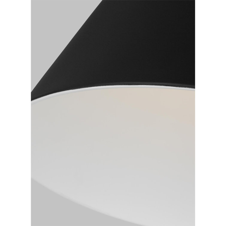 Midnight Black and Burnished Brass Cone Pendant Light