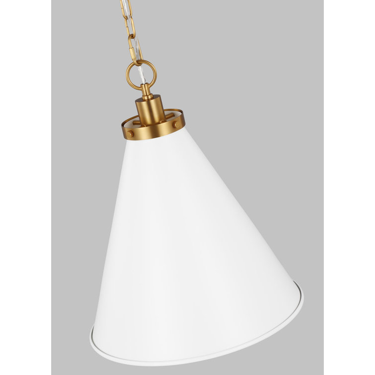 Matte White and Gold 19.5" Indoor/Outdoor Pendant Light