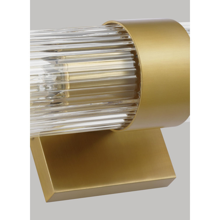 Geneva Burnished Brass 2-Light Sconce with Clear Glass Shade