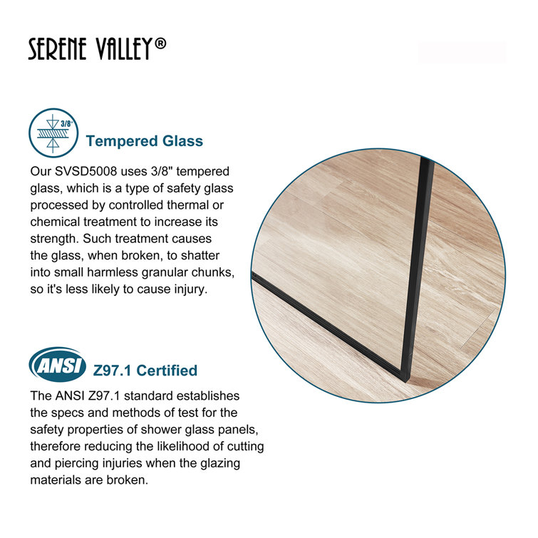 34'' W Matte Black Framed Clear Glass Shower Enclosure