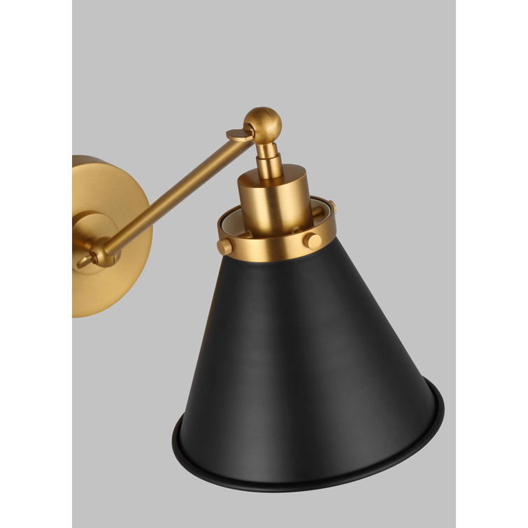 Midnight Elegance Dimmable Black and Brass Swing Arm Sconce