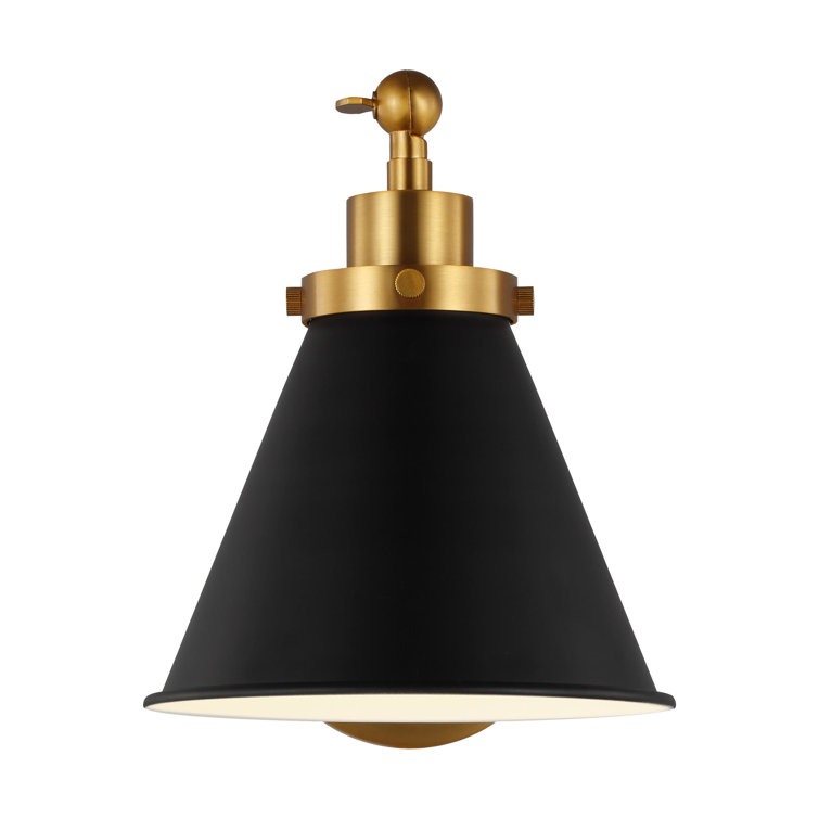 Midnight Elegance Dimmable Black and Brass Swing Arm Sconce