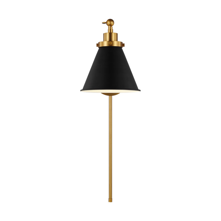 Midnight Elegance Dimmable Black and Brass Swing Arm Sconce