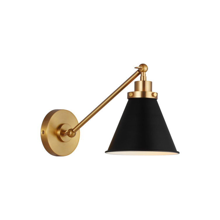 Midnight Elegance Dimmable Black and Brass Swing Arm Sconce