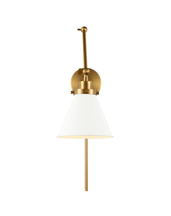 White and Gold Dimmable Swing Arm Wall Sconce