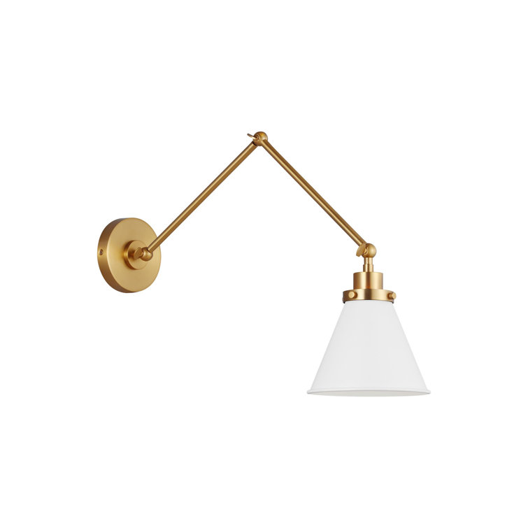 White and Gold Dimmable Swing Arm Wall Sconce