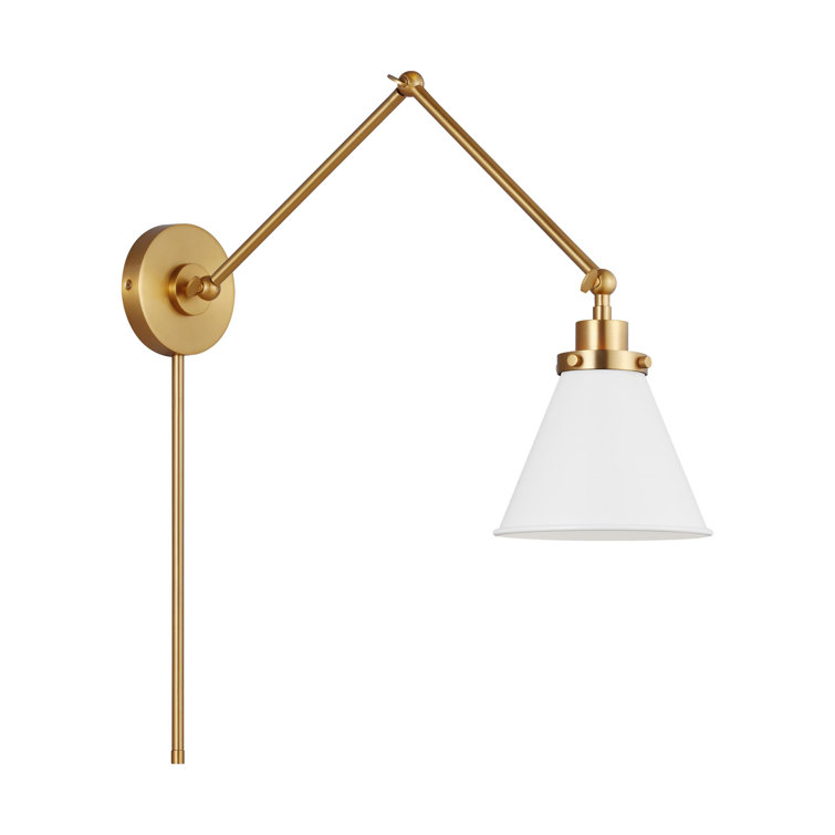 White and Gold Dimmable Swing Arm Wall Sconce