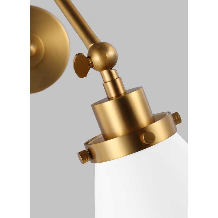 White and Gold Dimmable Swing Arm Wall Sconce