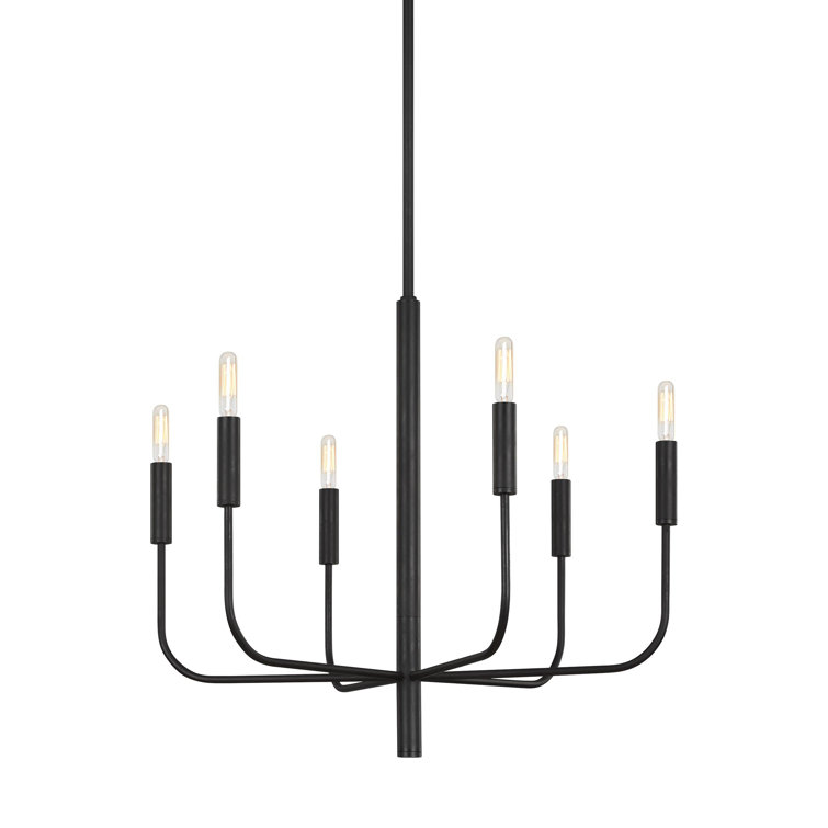 Brianna 24" Aged Iron 6-Light Chandelier with Candelabra Bulbs