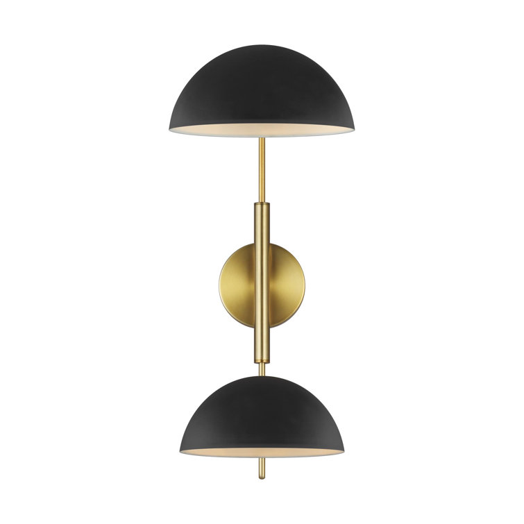 Midnight Black and Brass 2-Light Swing Arm Sconce