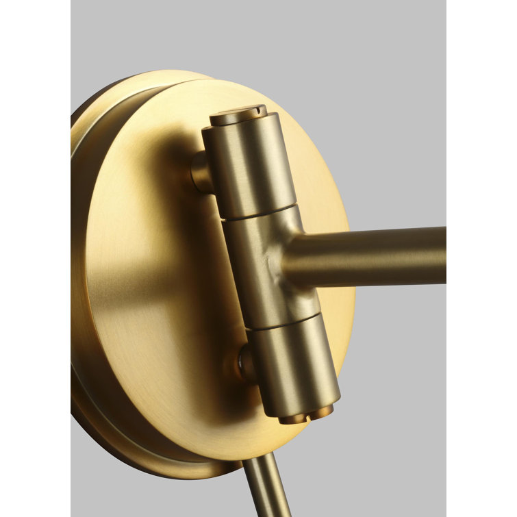 Burnished Brass Swing Arm Wall Sconce with Milk White Glass