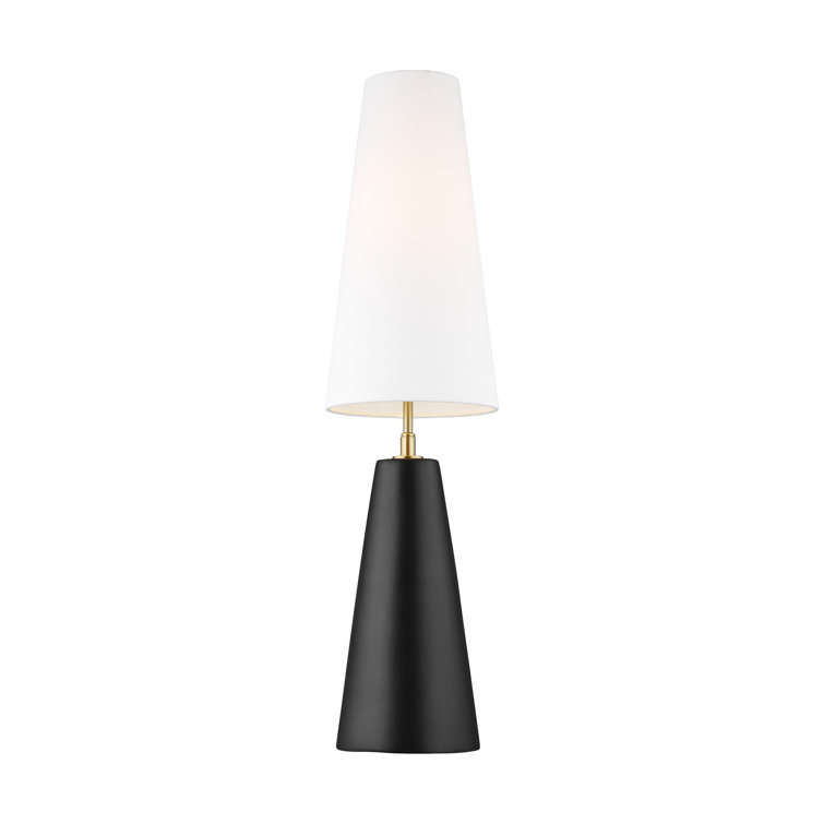 Adjustable Black and White Linen Table Lamp with Cone Base