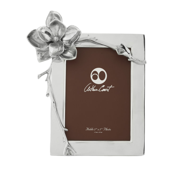 Silver Aluminum Magnolia Blossom 5x7 Picture Frame