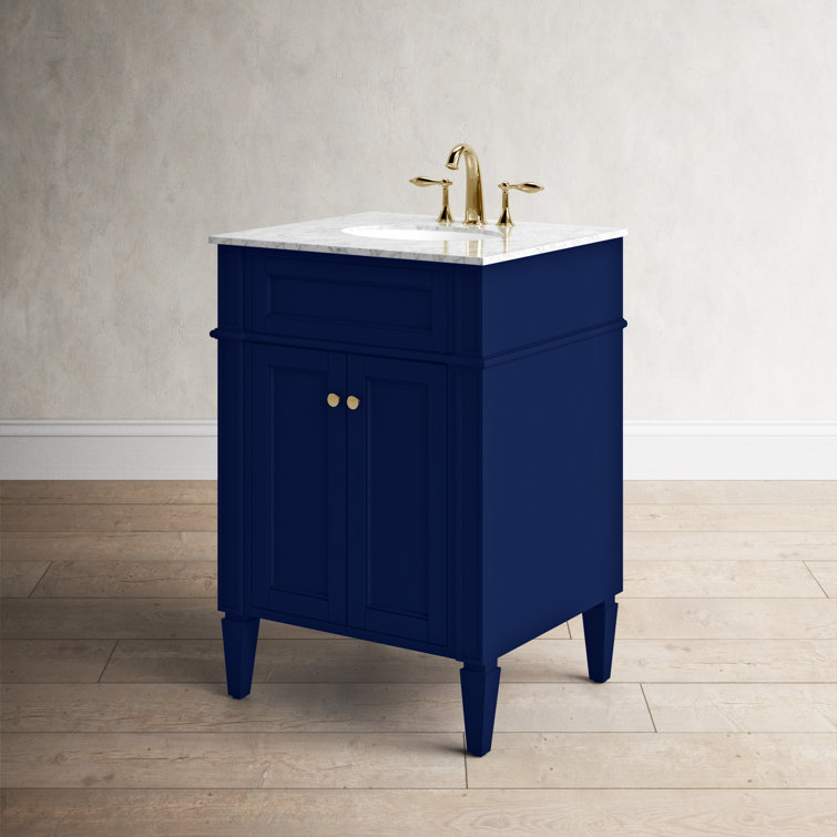 Urbane Blue 24" Single Freestanding Bathroom Vanity with Gold Knobs