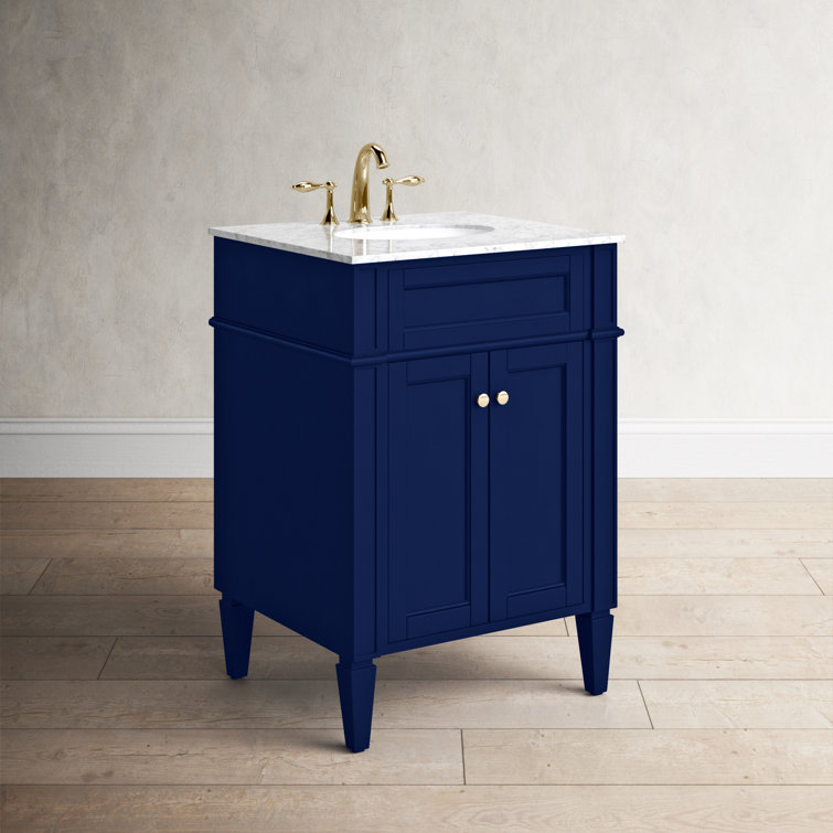 Urbane Blue 24" Single Freestanding Bathroom Vanity with Gold Knobs