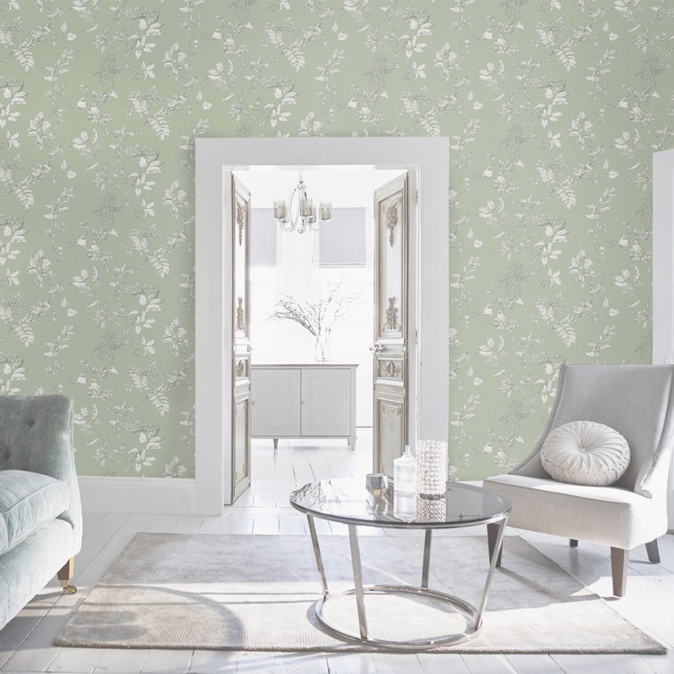 Laura Ashley Elderwood Sage Floral Botanical Wallpaper