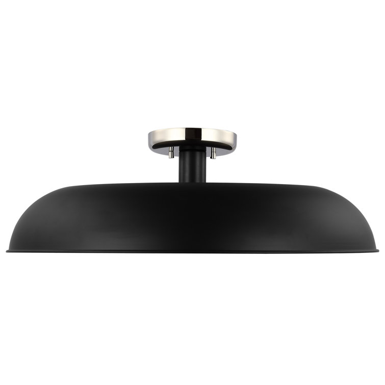 Colony 24" Matte Black & Polished Nickel Modern Bowl Flush Mount