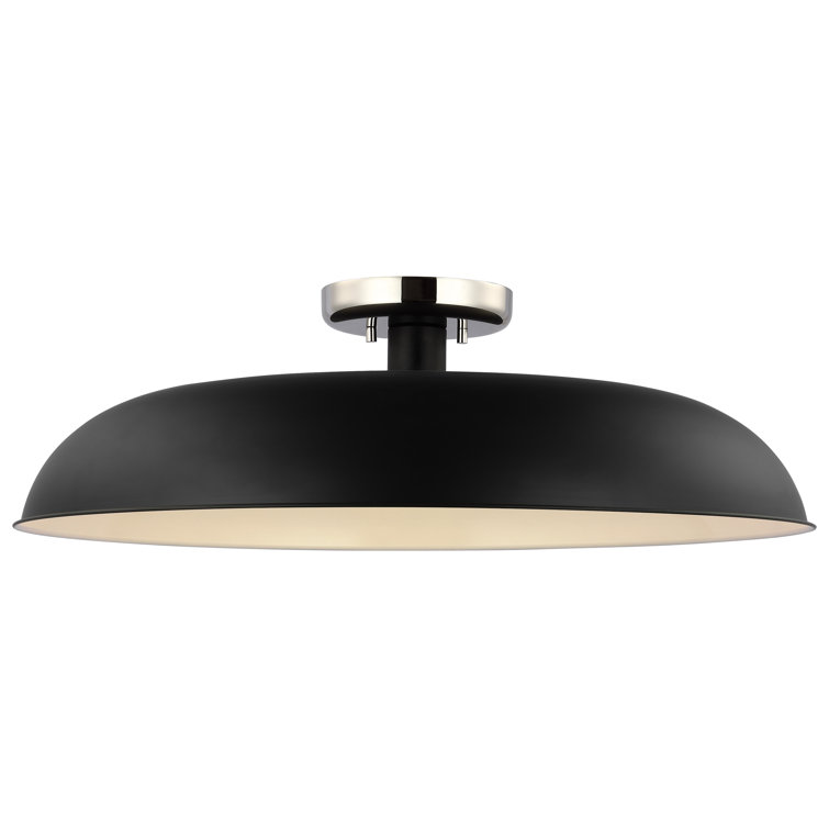 Colony 24" Matte Black & Polished Nickel Modern Bowl Flush Mount