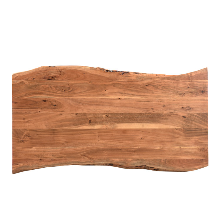 Live Edge Acacia Wood and Black Metal Desk Set