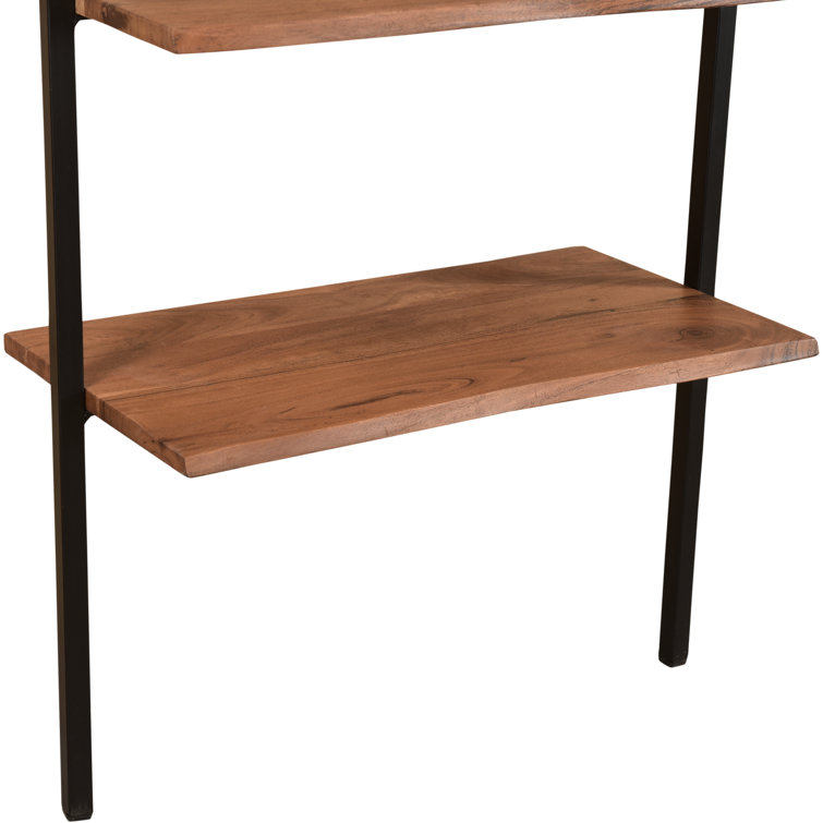 Live Edge Acacia Wood and Black Metal Desk Set