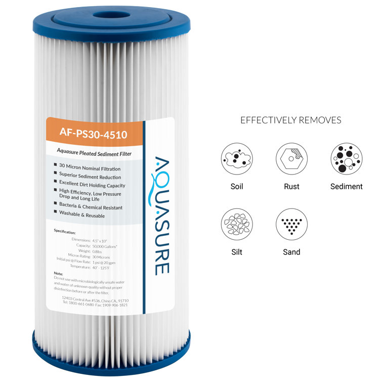 Aquasure 10" Blue and White Pleated Sediment Filter