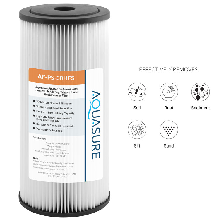 Aquasure 30 Micron Pleated Sediment Whole House Replacement Filter