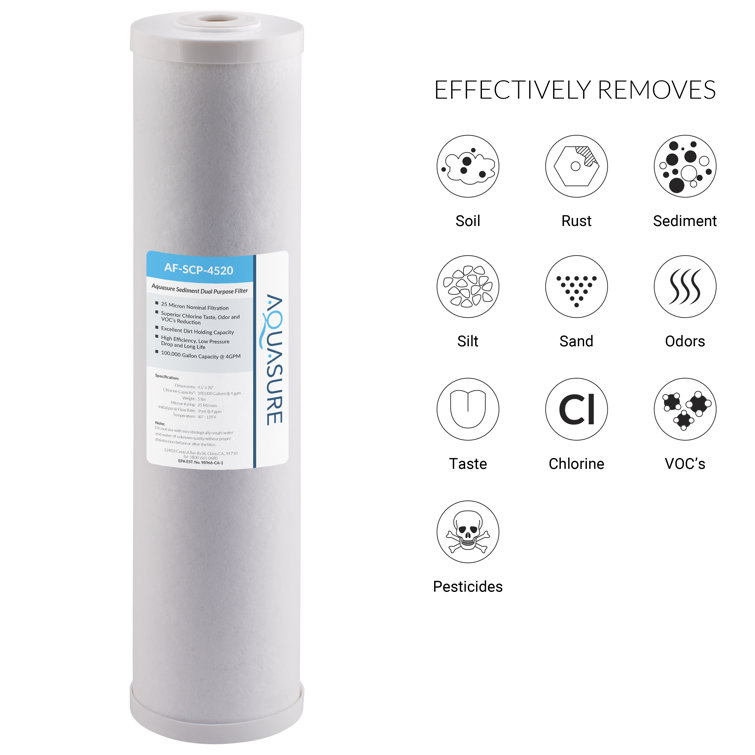 Aquasure 20" High Capacity Sediment and Carbon Water Filter