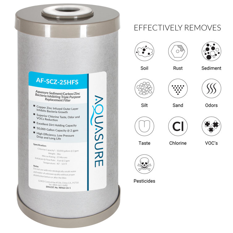 Aquasure 4.5" x 9.65" Sediment Carbon Zinc Replacement Filter