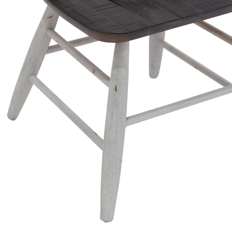 Farmhouse White and Wood Windsor Side Chair
