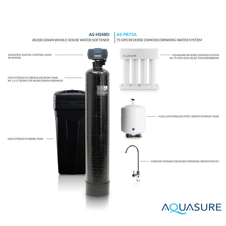 Aquasure 48,000 Grains Whole House Water Softener and RO System