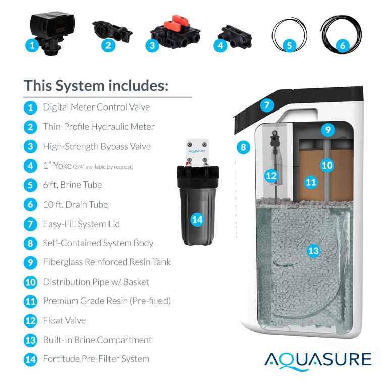 Aquasure Harmony Lite 34,000 Grains Black and White Resin Water Softener