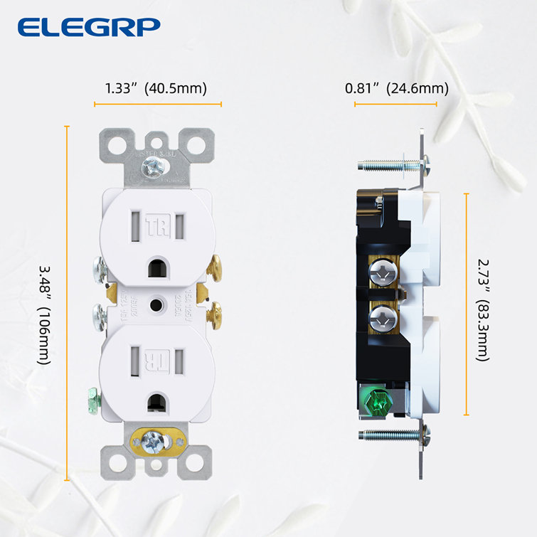 White Tamper Resistant Duplex Outlet with Thermoplastic Body
