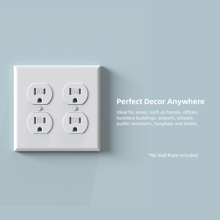 White Tamper Resistant Duplex Outlet with Thermoplastic Body