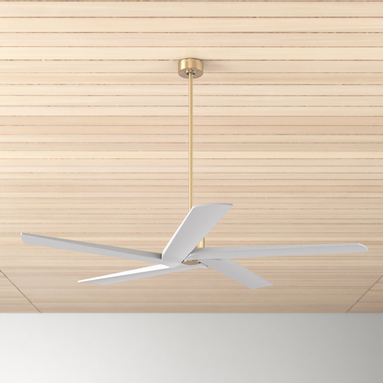 Aspen 70" Burnished Brass and Matte White 5-Blade Ceiling Fan with Remote