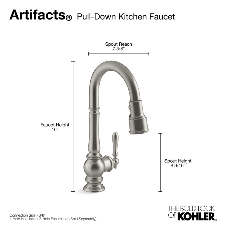 Vibrant Stainless Steel Pull-Down Kitchen Faucet with Spray