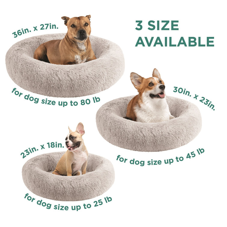 Gray Faux Fur Medium Orthopedic Elevated Pet Bed